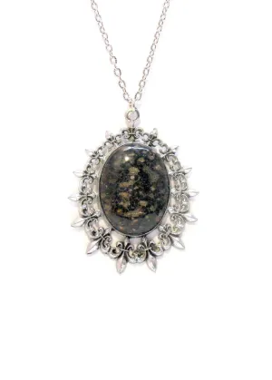 Leopard Skin Jasper Fleur De Lis Necklace