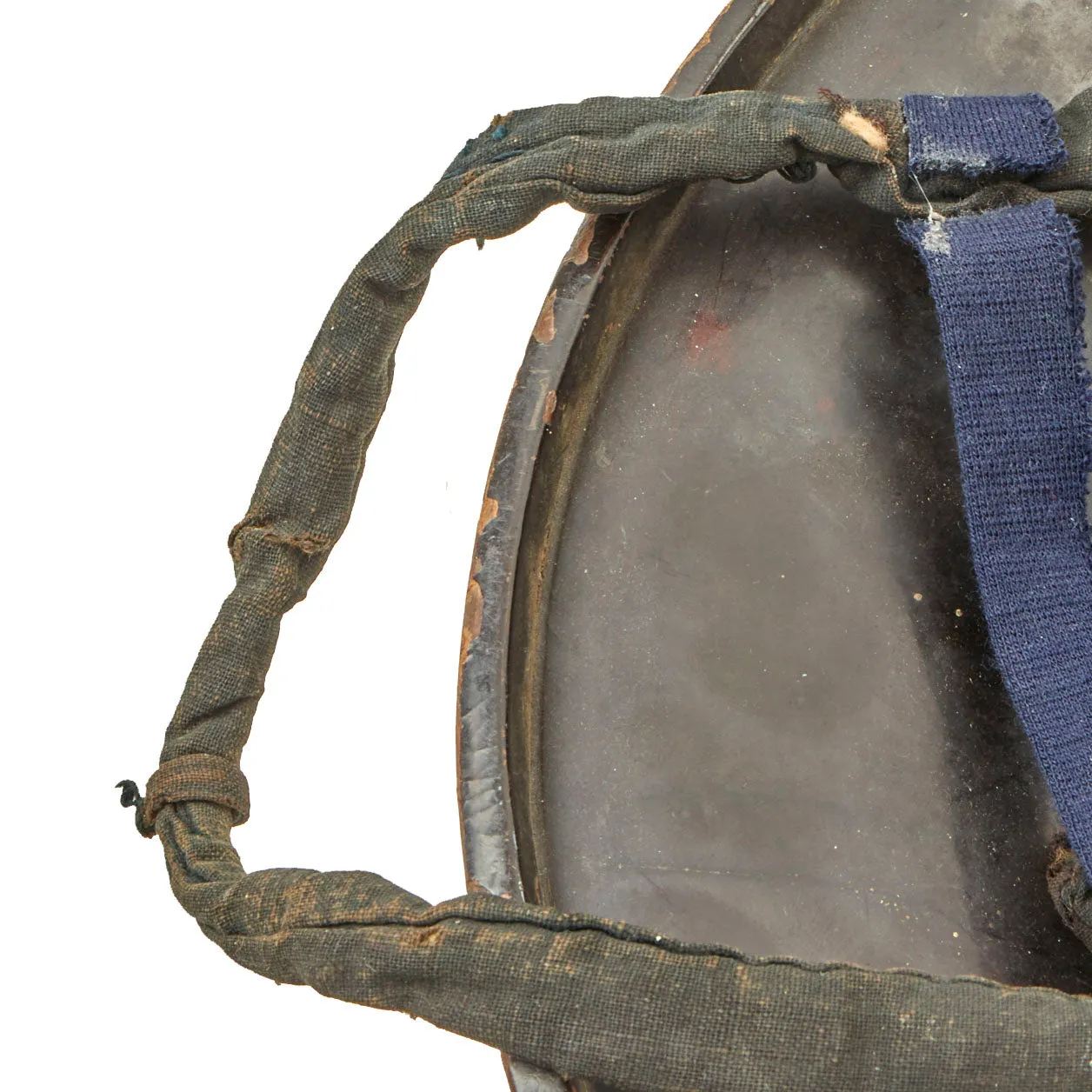 Original 19th Century Japanese Late Edo Period Lacquered Jingasa Helmet with Top Pad & Straps