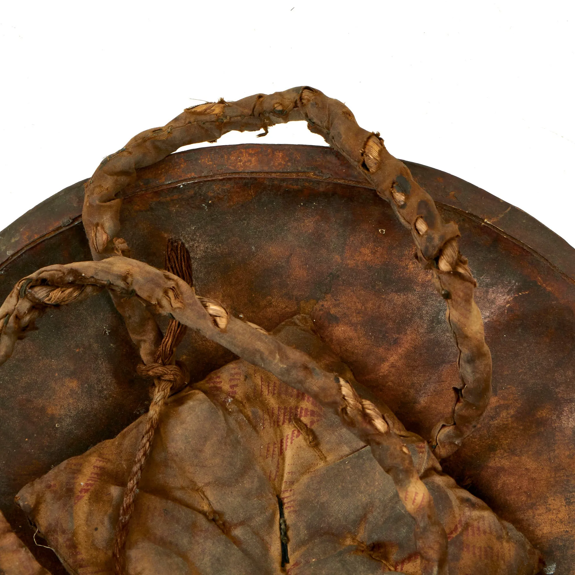 Original Japanese Edo Period Black Lacquered Jingasa Helmet with Complete Liner - Kanji Markings